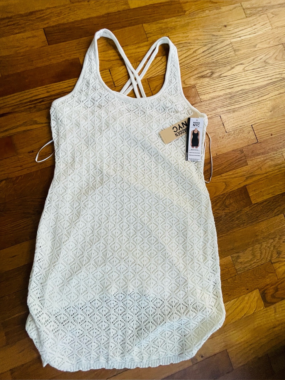 Crocheted Mini Dress with Crisscross Back